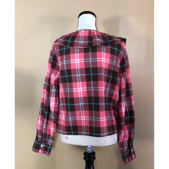 The Shirt by Rochelle Behrens Pink and Brown Plaid Top - Picture 5 of 6